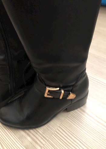 Kadın Siyah Deri Tokalı çizme  Bot - Görsel 4