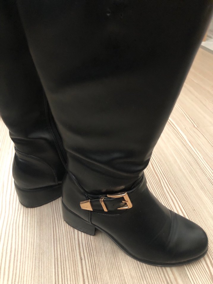 Kadın Siyah Deri Tokalı çizme  Bot - Görsel 3