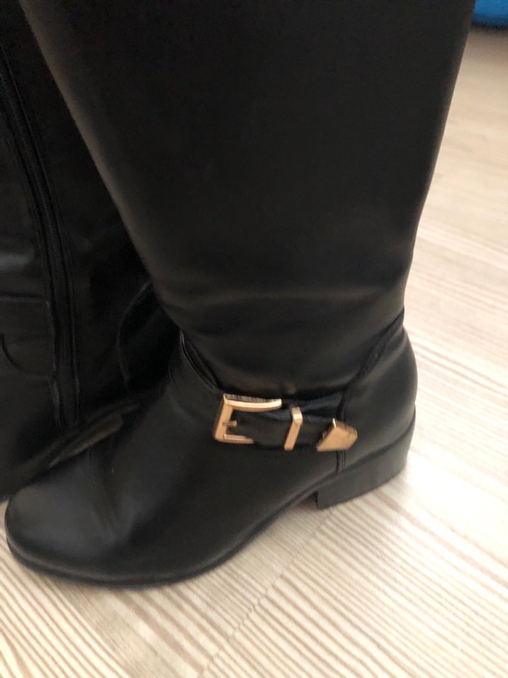 Kadın Siyah Deri Tokalı çizme  Bot - Görsel 4