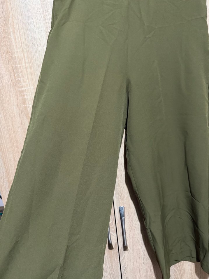 Kadın Haki Midi Salaş Kumaş Pantolon - Görsel 4