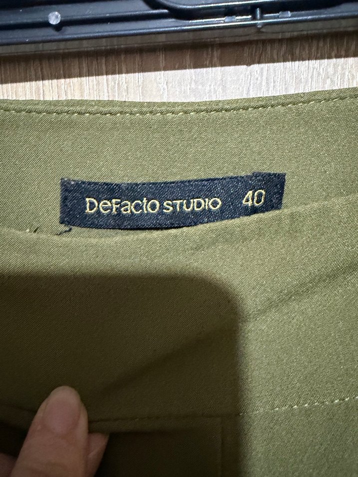 Kadın Haki Midi Salaş Kumaş Pantolon - Görsel 2