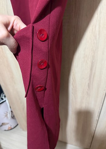 Bordo Kolsuz Uzun Elbise - Görsel 4