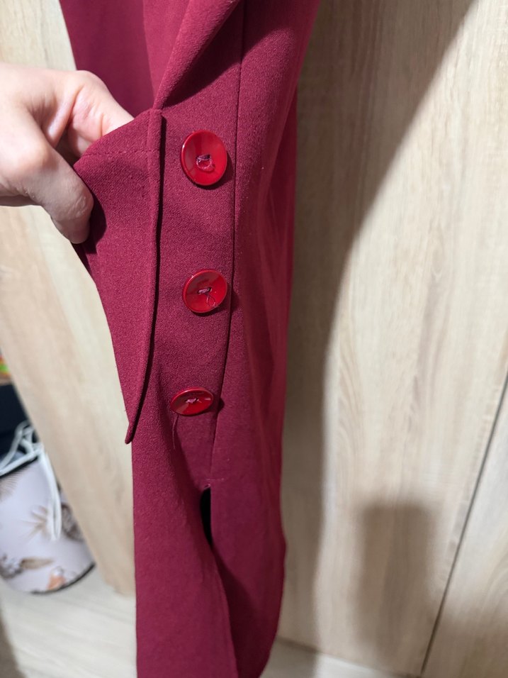 Bordo Kolsuz Uzun Elbise - Görsel 4