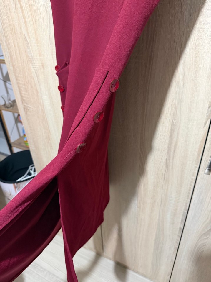 Bordo Kolsuz Uzun Elbise - Görsel 3