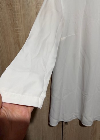 Kadın Beyaz Midi Uzun Kollu Tunik - Görsel 2