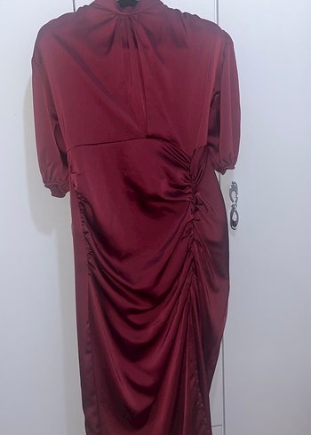Trendyol & Milla Bordo Saten Uzun Elbise