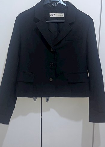 Zara Siyah Crop Blazer Ceket