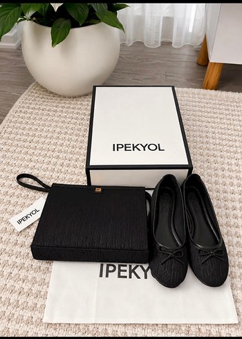 ipekyol Siyah Minimal Babet Canta Seti