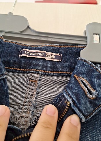 40 Beden Kemerli Lacivert Midi Denim Etek