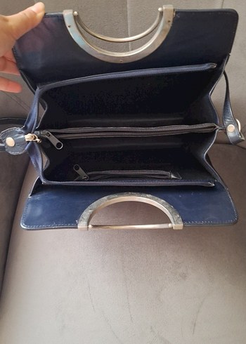 Beden lacivert Renk Kadın Lacivert Deri Tokalı Çanta Vintage model