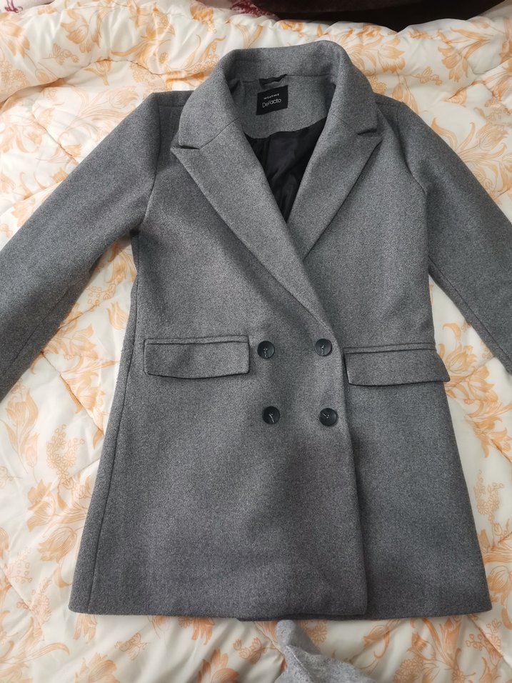 Gri Düğmeli Midi Kadın Kaşe Kaban - Görsel 4