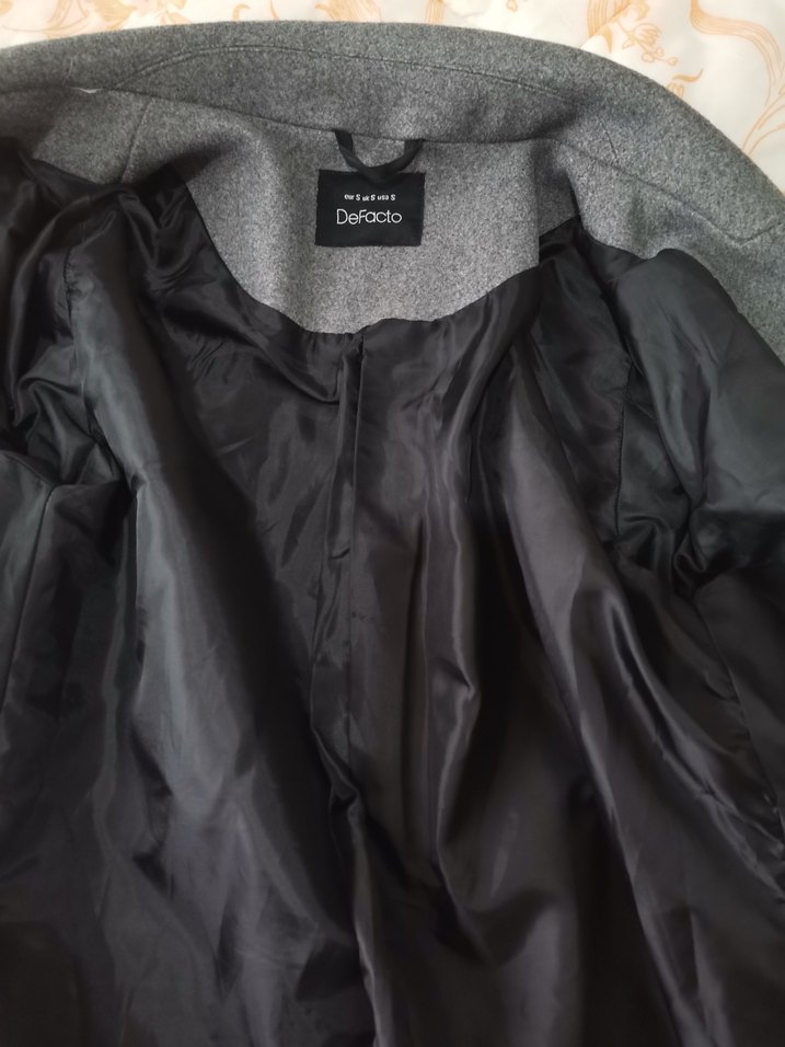 Gri Düğmeli Midi Kadın Kaşe Kaban - Görsel 5