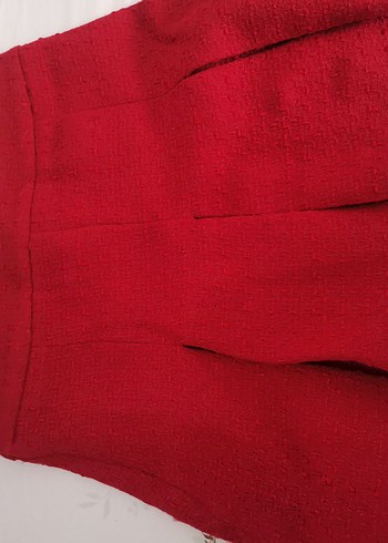 Kırmızı Pilili Mini Tüvit Etek - Görsel 7