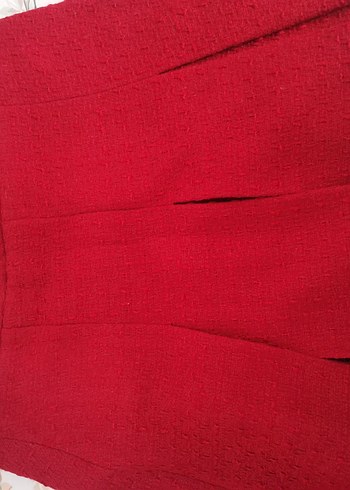 Kırmızı Pilili Mini Tüvit Etek - Görsel 8