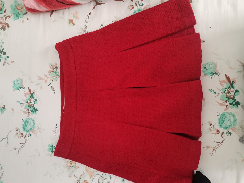 Kırmızı Pilili Mini Tüvit Etek - Görsel 4