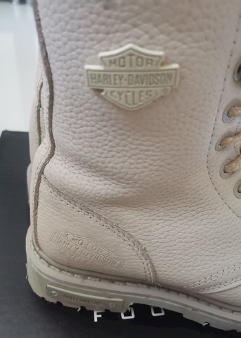 Bej Deri Bağcıklı Harley Kadın Bot - Görsel 5