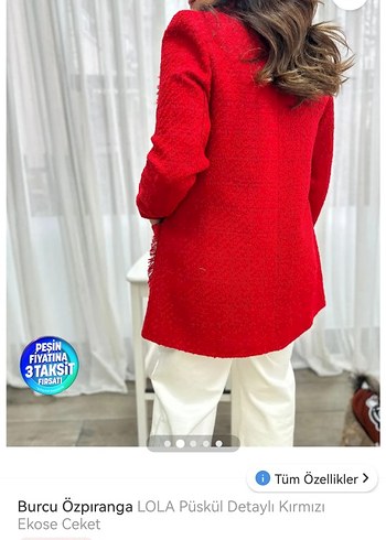 Kırmızı Düğmeli Tüvit Blazer - Görsel 3