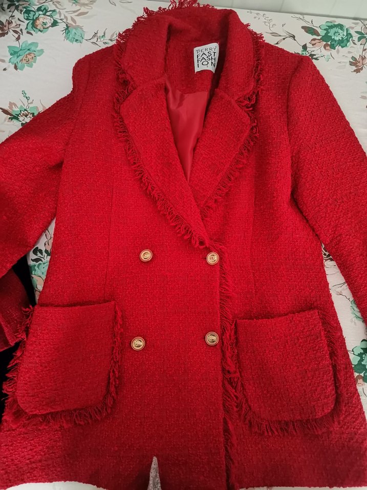 Kırmızı Düğmeli Tüvit Blazer - Görsel 4