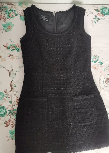 Siyah Tüvit Mini Elbise