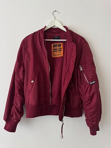 Bershka Bordo Bomber Ceket