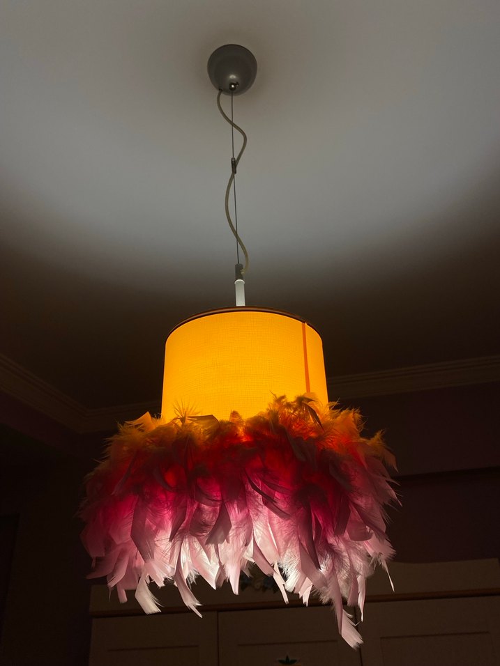 Pembe Tüylü Sarkıt Lamba - Görsel 3