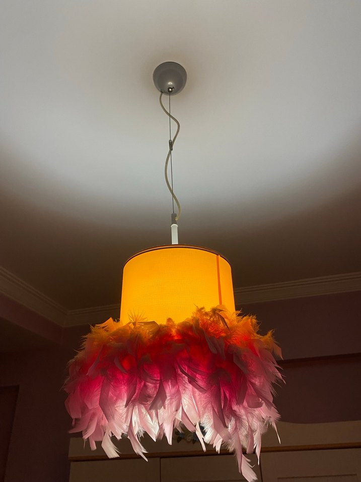 Pembe Tüylü Sarkıt Lamba - Görsel 2