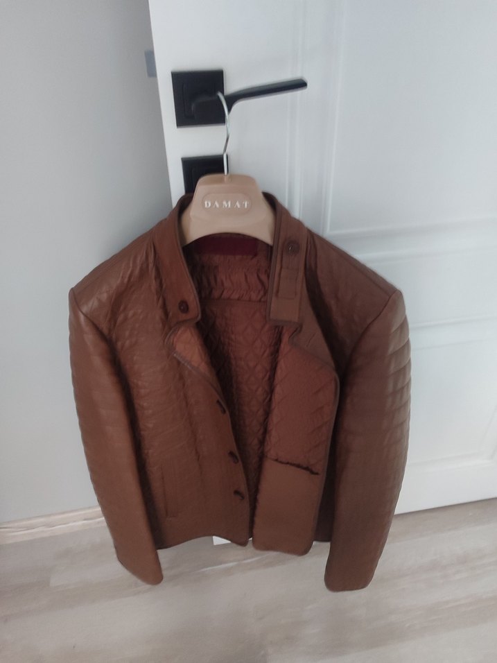 Kahverengi Deri Kısa Ceket - Görsel 2