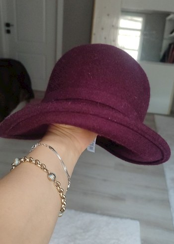 Bordo Süet Kadın Şapka - Görsel 4