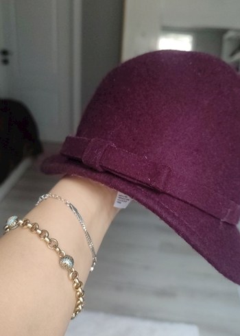 Bordo Süet Kadın Şapka - Görsel 3