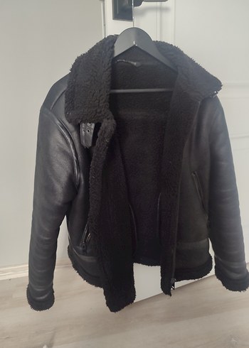 Siyah Kürklü Deri Kadın Biker Ceket - Görsel 7