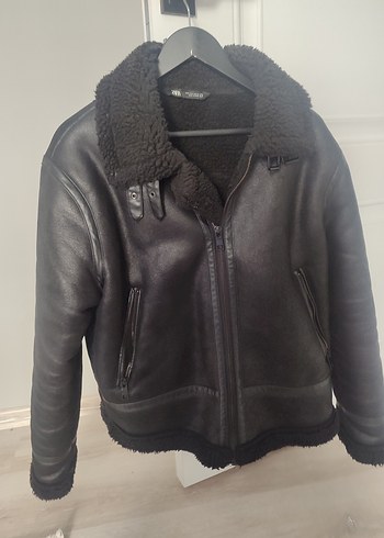 Siyah Kürklü Deri Kadın Biker Ceket - Görsel 5