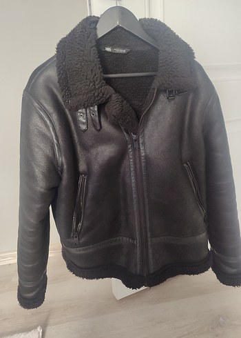 Siyah Kürklü Deri Kadın Biker Ceket - Görsel 3