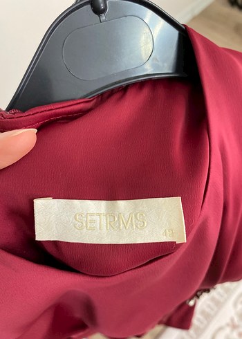 38 Beden Bordo Uzun Kollu Kemerli Uzun Elbise