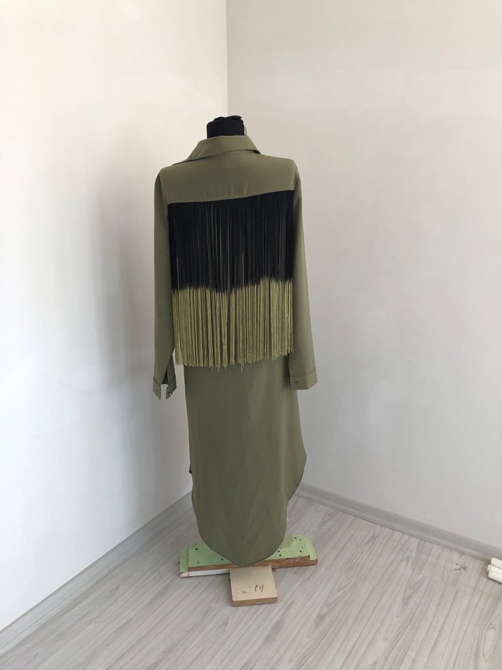 Haki Uzun Gömlek Elbise — görsel 3/8