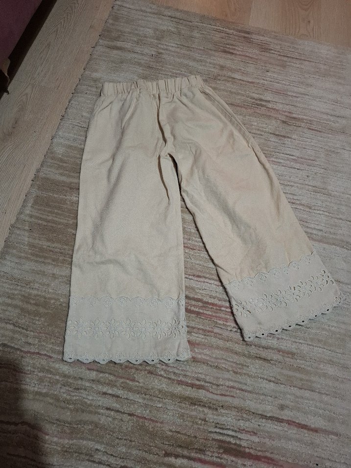 Dantel Detaylı çocuk keten Pantolon - Görsel 3