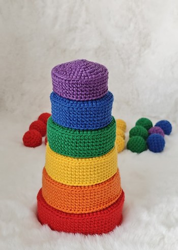 Renkli Örgü Gökkuşağı Toplama Oyuncağı - Görsel 5