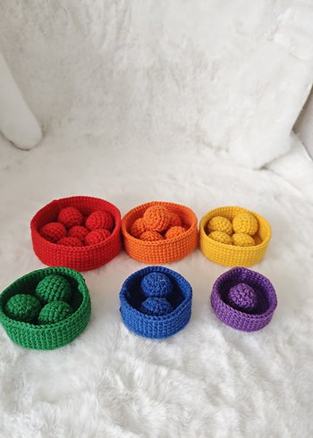 Renkli Örgü Gökkuşağı Toplama Oyuncağı - Görsel 2