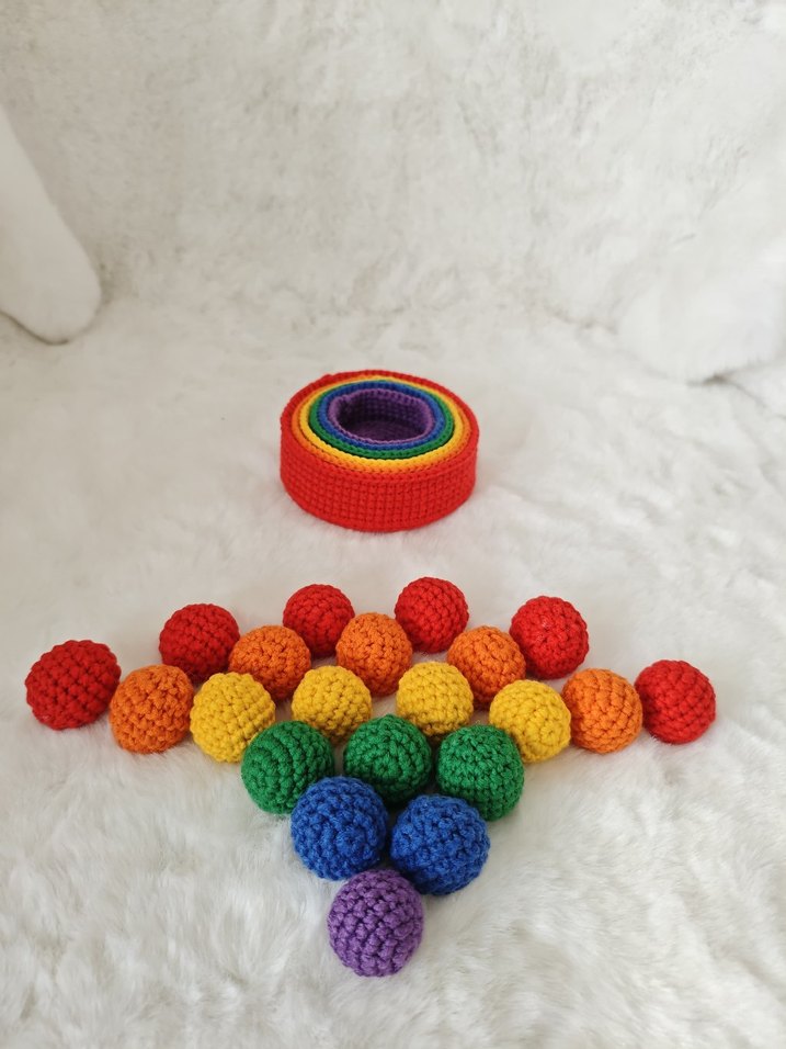 Renkli Örgü Gökkuşağı Toplama Oyuncağı - Görsel 3