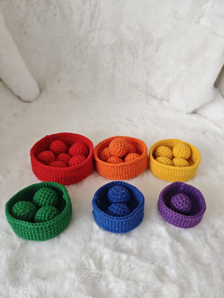 Renkli Örgü Gökkuşağı Toplama Oyuncağı - Görsel 4