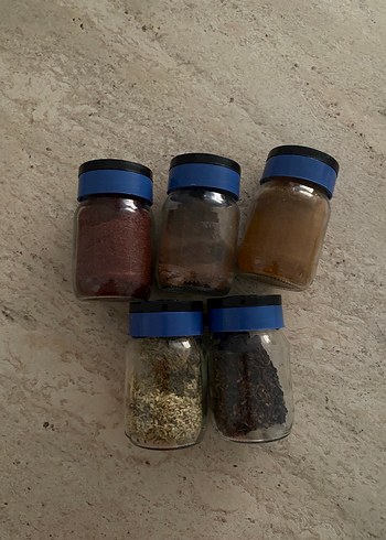 Mavi Kapaklı Baharat Kavanozları Seti