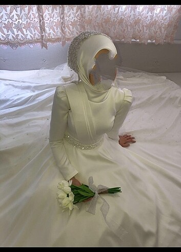 Tesettür Saten Gelinlik  - Görsel 5