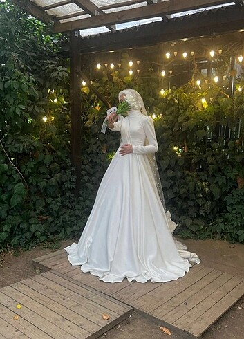 Tesettür Saten Gelinlik  - Görsel 7