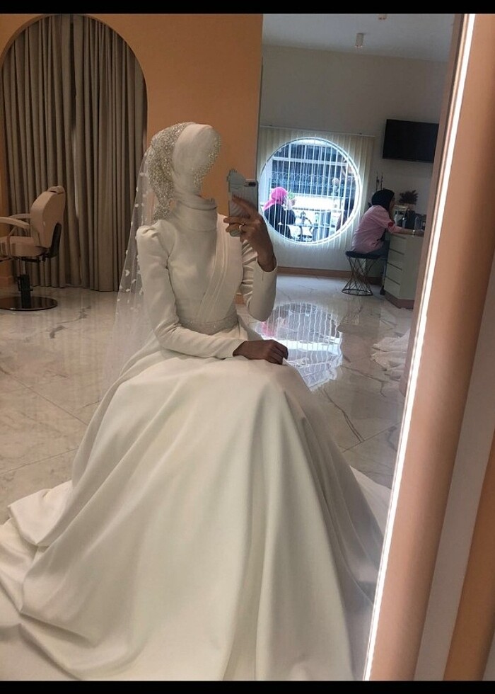 Tesettür Saten Gelinlik  - Görsel 2