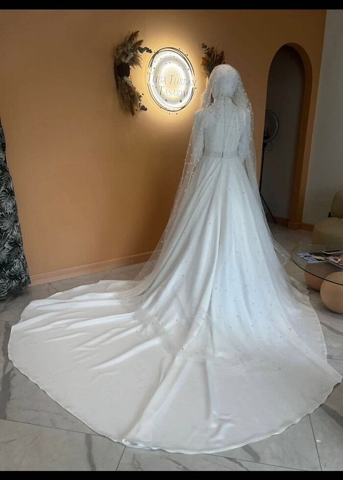 Tesettür Saten Gelinlik  - Görsel 4