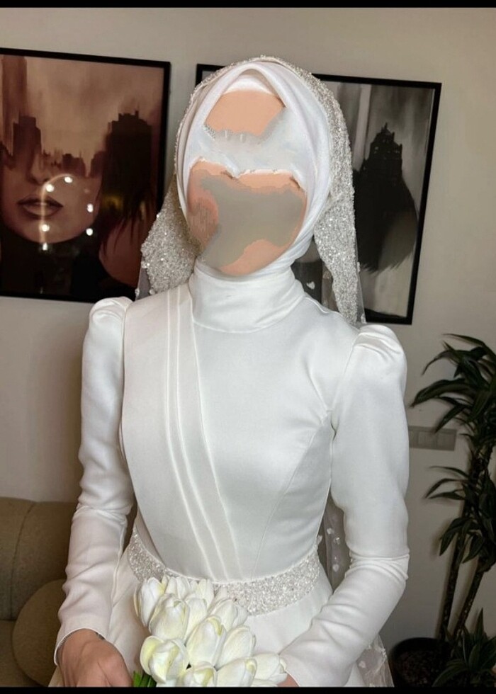 Tesettür Saten Gelinlik  - Görsel 3