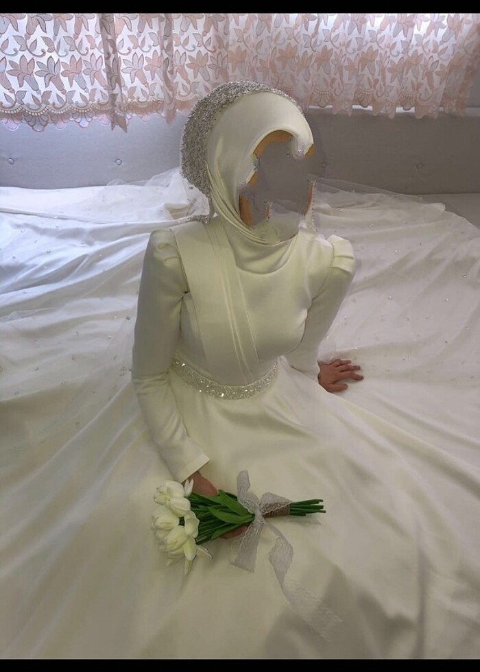 Tesettür Saten Gelinlik  - Görsel 5