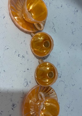 Parlak Sarı 4'lü Fincan ve Tabak Seti