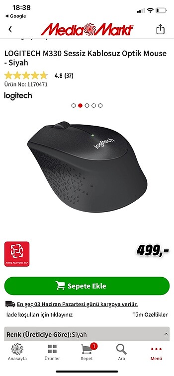 Logitech Logitech M330 Sessiz Kablosuz Mouse