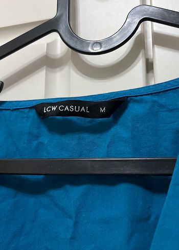 Mavi V Yaka Uzun Kollu Salaş Midi Elbise - Görsel 3