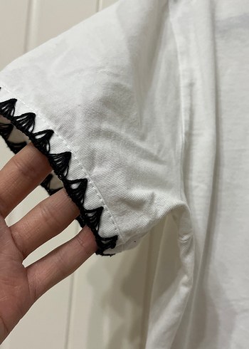 Kadın Beyaz Kısa Kollu Pamuklu Tişört - Görsel 6